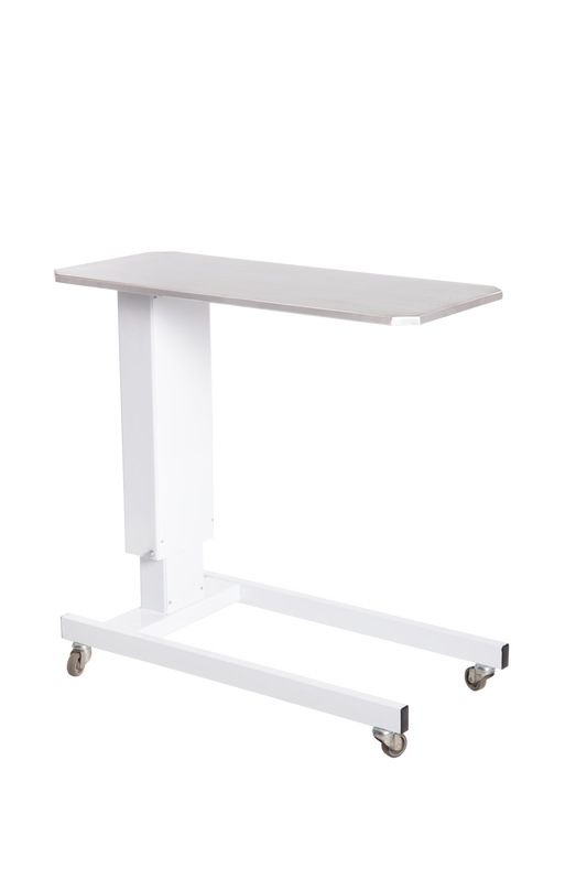 BS 22DB Hi-Low Overbed Table-Specialised Stainless Steel Top