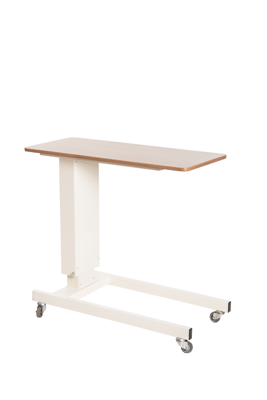 BS 22DB Hi-Low Overbed Table-Specialised Stainless Steel Top